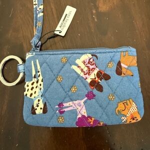 Vera Bradley Blue Dog Print zip ID case
